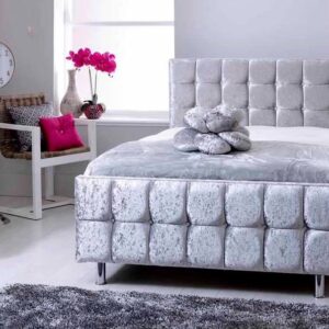 Crushed Velvet Cube Dimante bed