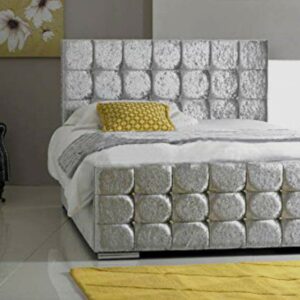 Crushed Velvet Cube Crystal Dimante bed