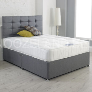 Grey Fabric Divan Bed Set With Platinum Mattress