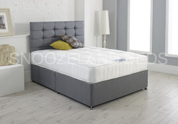 Grey Fabric Divan Bed Set With Platinum Mattress